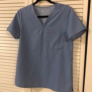 Figs Catarina One pocket scrub top heathered denim